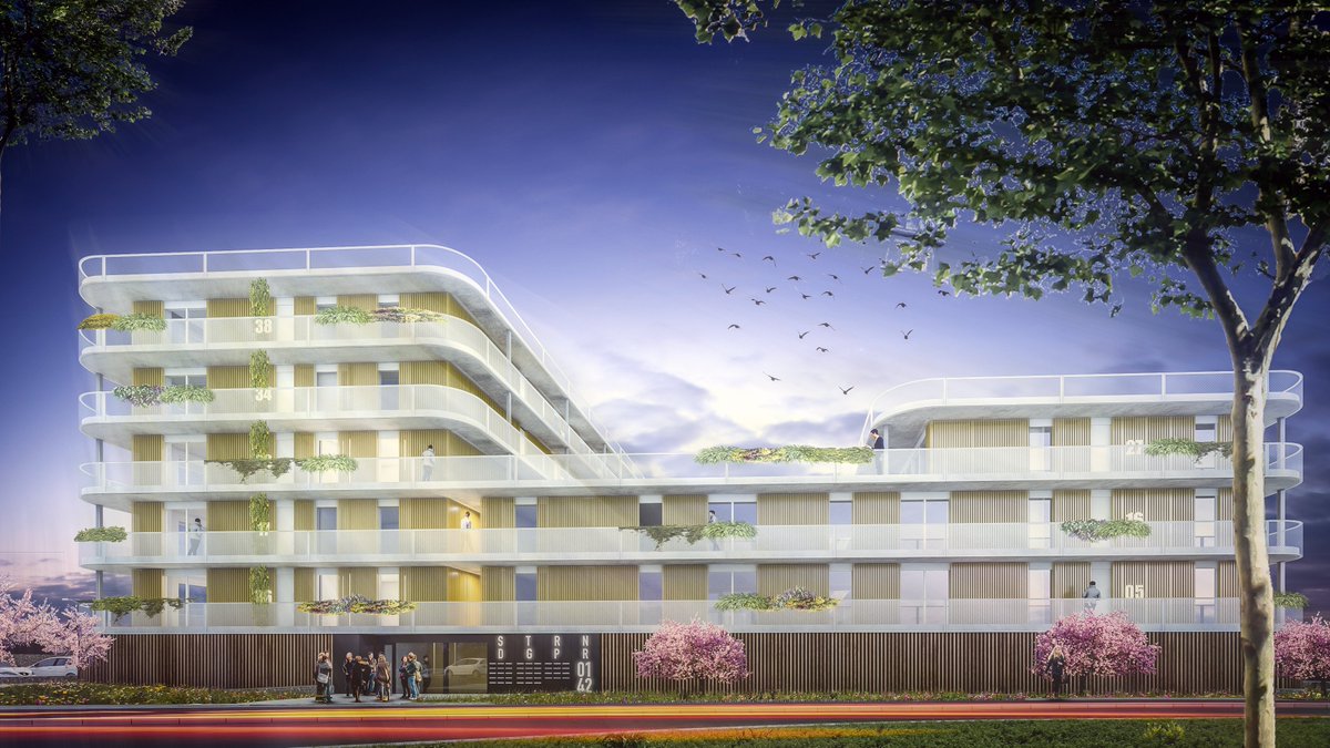 JMWarchitecten's tweet photo. Planuitwerking ontwerp Strandgaper Bergen op Zoom in volle gang. Voor de zomer omgevingsvergunning gereed. 42 appartementen, 8 verschillende types en 5 verdiepingen. I.s.m. @MaasJacobs. https://t.co/I3VDp1XPWl