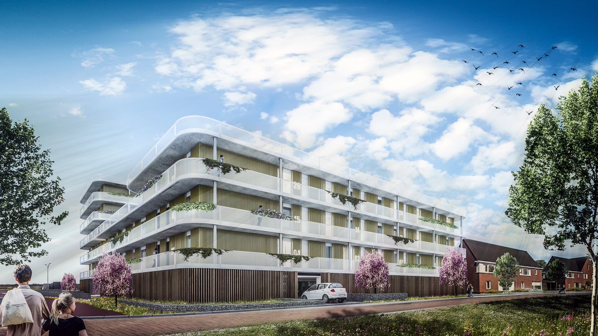 JMWarchitecten's tweet photo. Planuitwerking ontwerp Strandgaper Bergen op Zoom in volle gang. Voor de zomer omgevingsvergunning gereed. 42 appartementen, 8 verschillende types en 5 verdiepingen. I.s.m. @MaasJacobs. https://t.co/I3VDp1XPWl