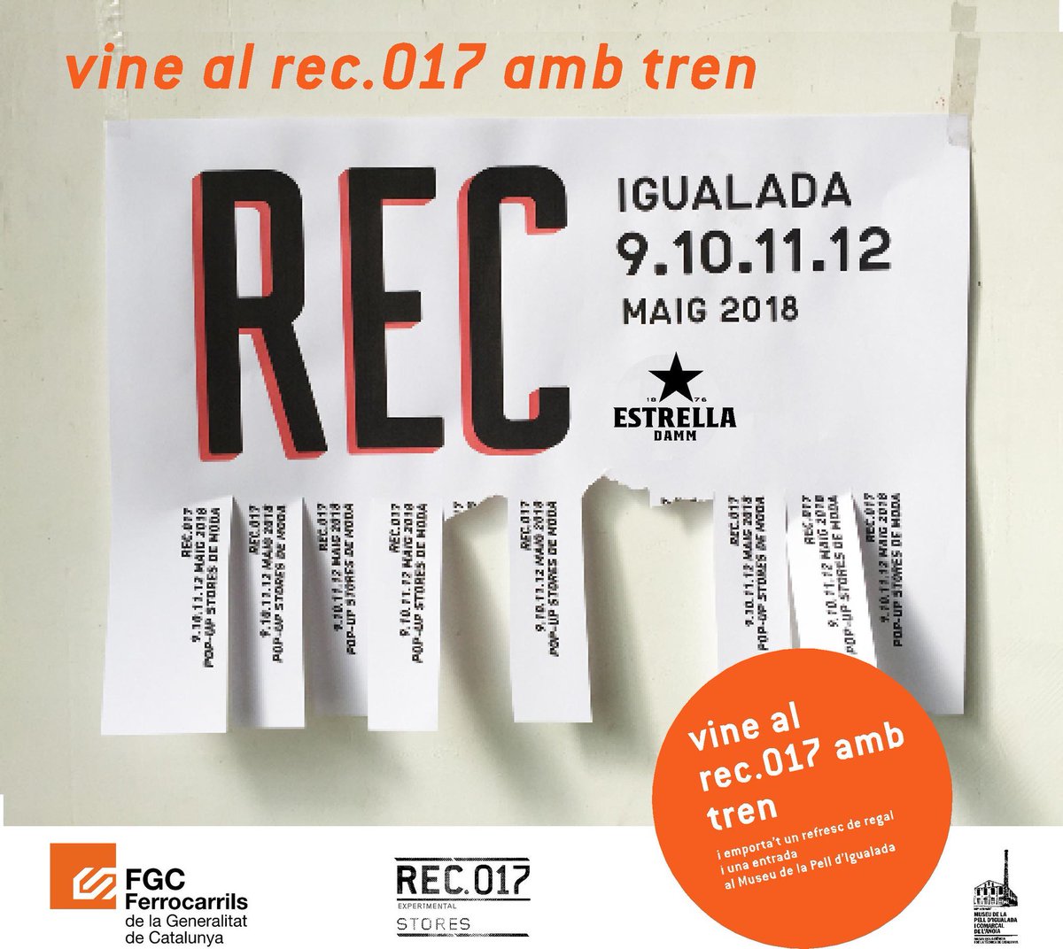 FGC's tweet photo. Teniu pensat anar al @RECstores? Aneu-hi amb FGC i emporteu-vos un refresc i una entrada gratuïta al Museu de la Pell! #FGC #Rec017 #Igualada https://t.co/WzYd9YRqyZ