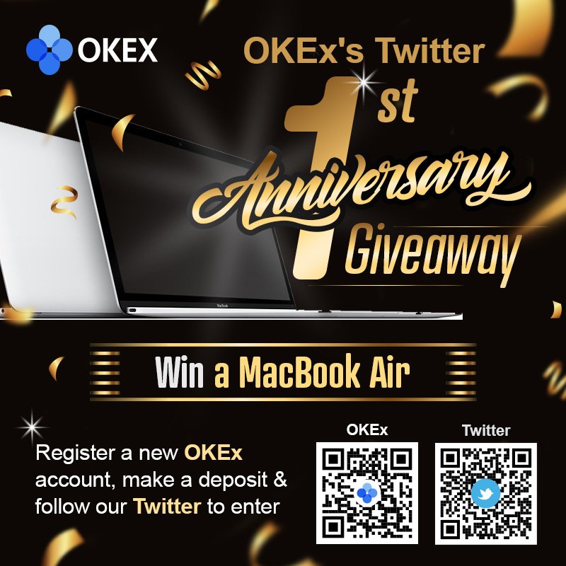 Follow, RT, register a new OKEx account &amp; make a deposit. DM us the new account with a screenshot of the deposit for a chance to win a MacBook Air! The participant who made the largest amount of deposit wins. Game ends at 18:00 May 16, 2018 (HKT).

TCs: bit.ly/2ImONIe