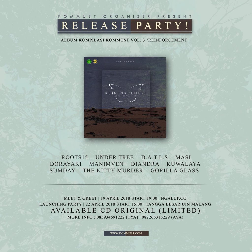 Mungkin ada yg minat ingin mendengarkan karya dari homeband UKM <a href="/kommust/">𝕌𝕂𝕄 𝕂𝕆𝕄𝕄𝕌𝕊𝕋</a> pada Album Kompilasi vol ke 3 yg bertajuk #reinforcement bisa hub i CP yg tertera dipamvlet. <a href="/UINMalikiMalang/">UIN Malang</a>  <a href="/infoUINmaliki/">UIN Maliki Malang</a> matur sembah nuwus