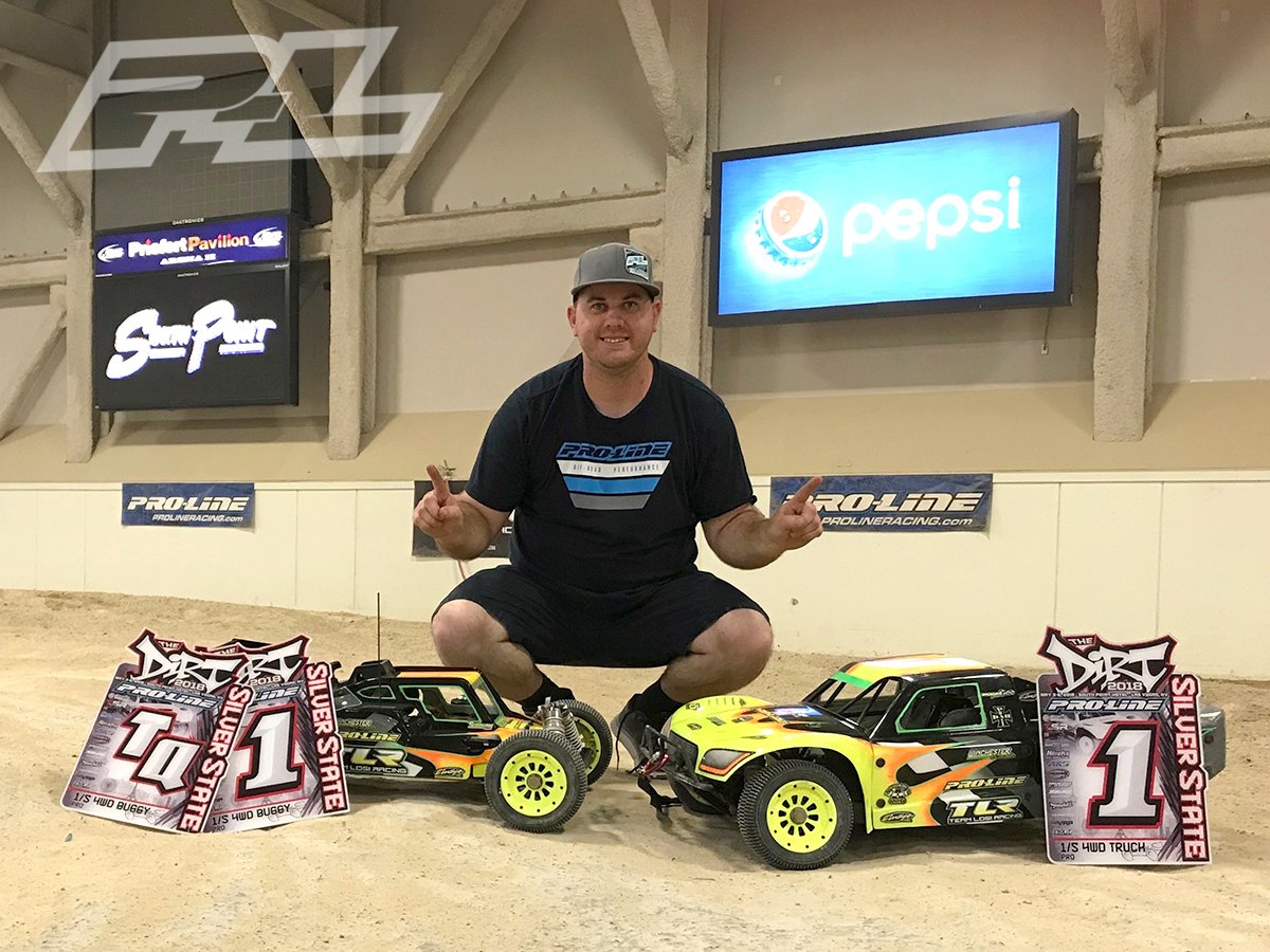 ProLineRacing's tweet photo. @ProLineRacing's own Brian Sullivan Wins 2018 #SilverStateRC Race presented by #thedirt in 1:5 Buggy and Truck with a TQ in 1:5 Truck. Brian ran the #proline #Elite 1:5 #Buggy #rcBody and 1:5 #Fugitive #rctires.
Awesome Job Brian! https://t.co/29jKVtMdvY