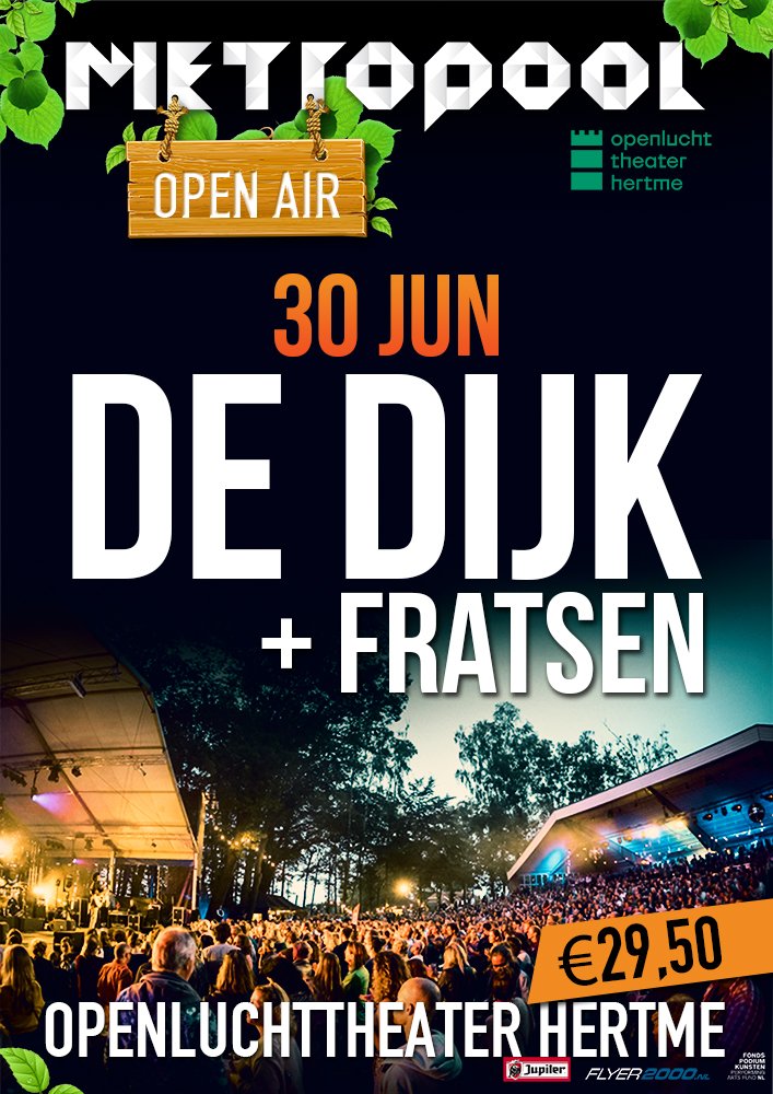 De voorverkoop voor De Dijk en Fratsen in het Openluchttheater in Hertme is zojuist van start gegaan!

Tickets &amp; info: bit.ly/2rue09K