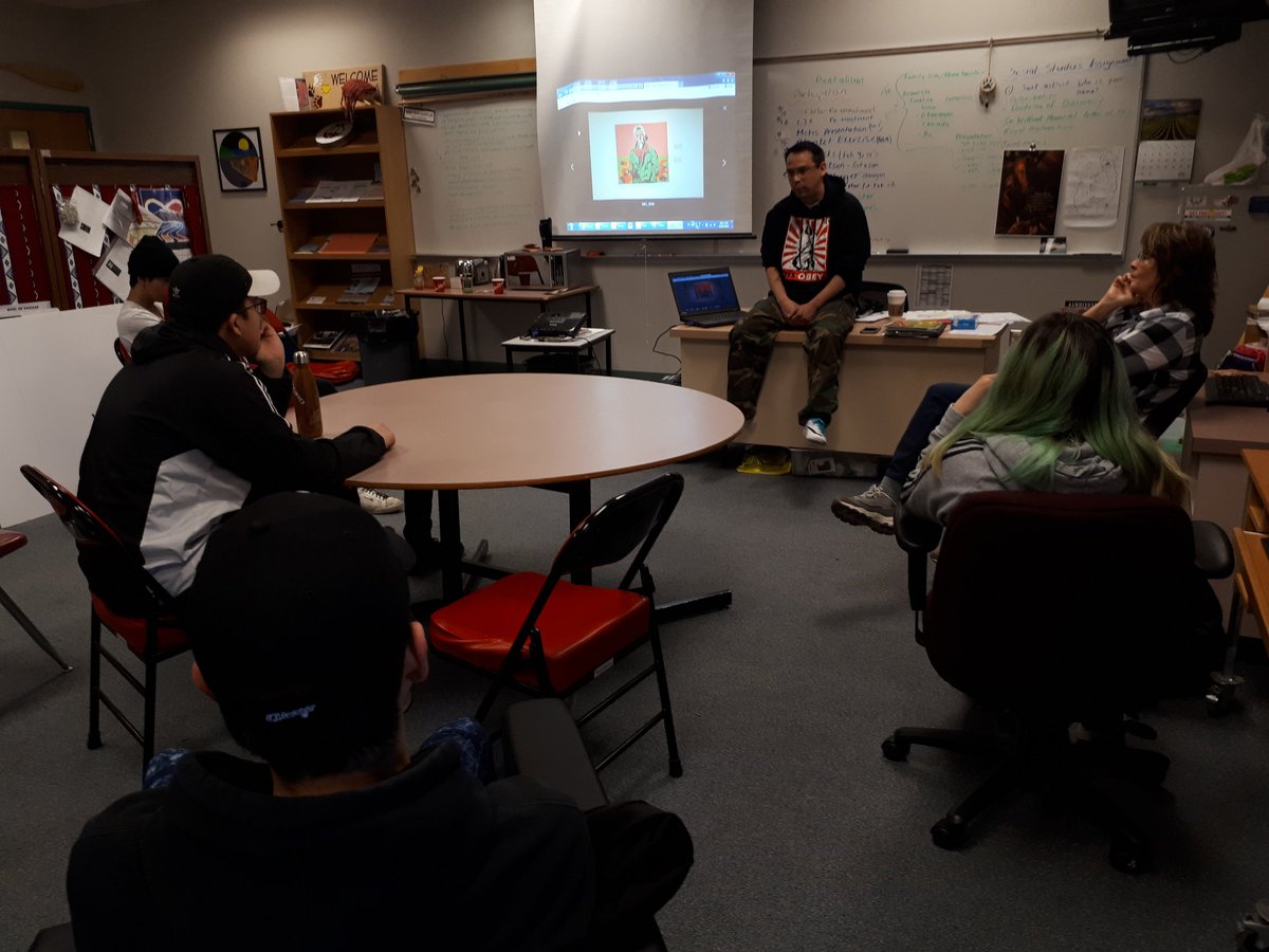Sheldon Louis came into our class and told us all about how he is fighting for aboriginal rights through his artwork.