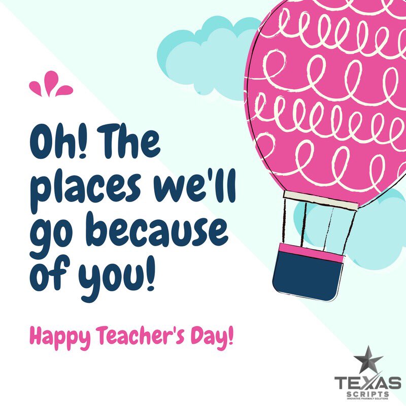 TexasScripts's tweet image. Happy National Teacher’s Day! 🍎 Thank you for all that you do, from all of us at #TexasScripts! #TeacherAppreciationDay