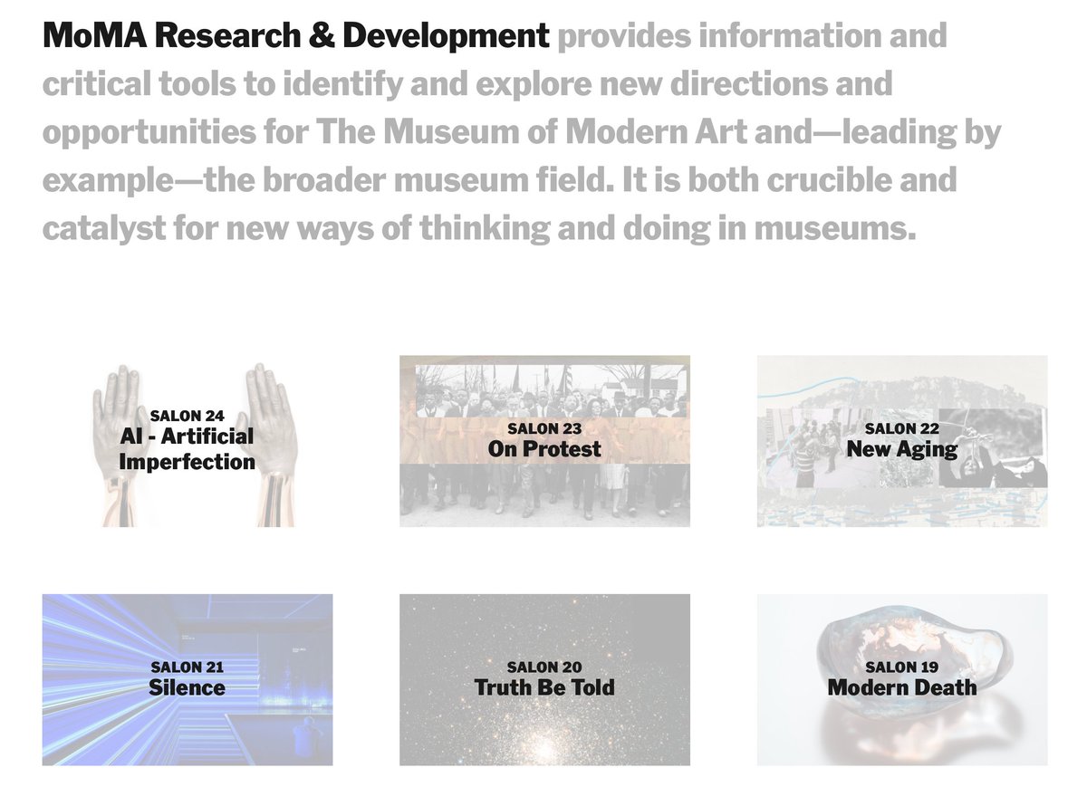 Looking for 12-mth intern in MoMA's R&amp;D Dept, where we advocate for museums to become the R&amp;D of society. We prep for the role with salons on universal &amp; urgent topics, and more. Slim salary but I'll work for you as much as you'll work for me. Deadline 6/8 buff.ly/2wi3mI1