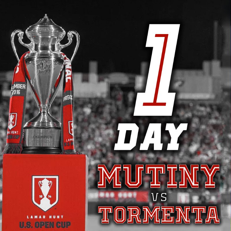 MBMutiny's tweet photo. COUNTDOWN TO THE CUP!
The Mutiny face @Tormenta_FC in the #USOC2018
Get your tickets TODAY!
Adults: https://t.co/hjSsdVuwAP
Children: https://t.co/ki3X1porQ1
#MBMutiny #MutinyRising #Path2Pro https://t.co/BVP3qOx2yX