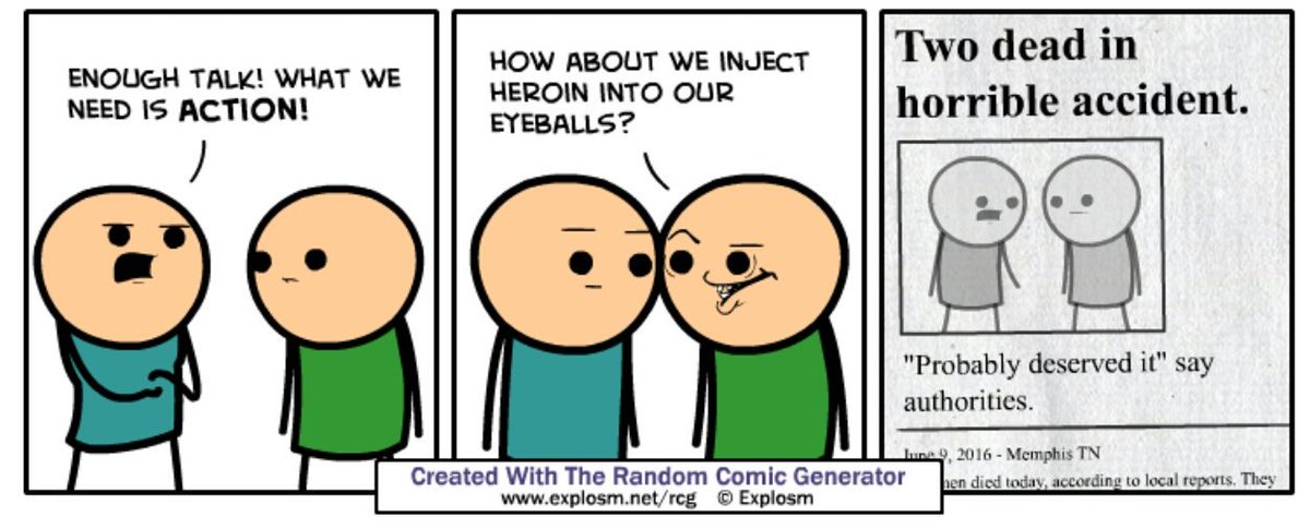 EveL_Gamer's tweet photo. 'What else do you do in your spare time, besides #youtube stuff?'

Definitely not throw together @Explosm #comic strips...

#Icannothelpit #cyanideandhappiness https://t.co/A9KyFSmW6s