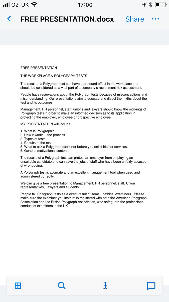 Polygraph examinations in the workplace.