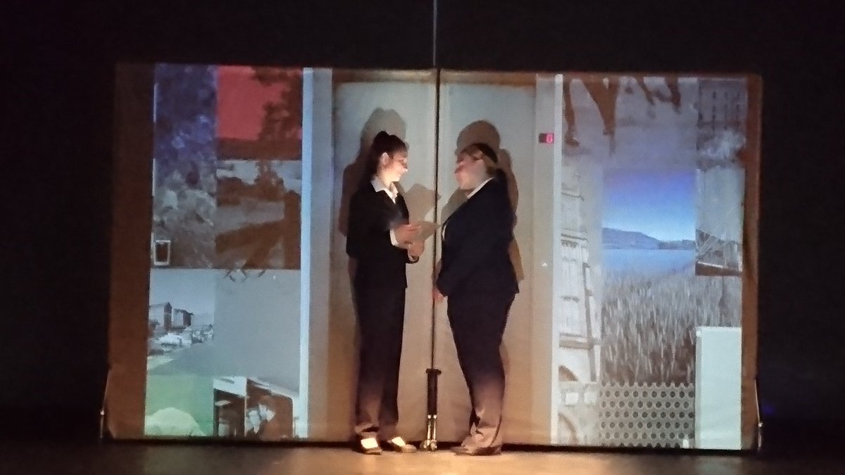 Lovely moment rehearsing Trust with our 'live onstage' lift and cydney and chloe... opening this Friday at Cheltenham Playhouse.