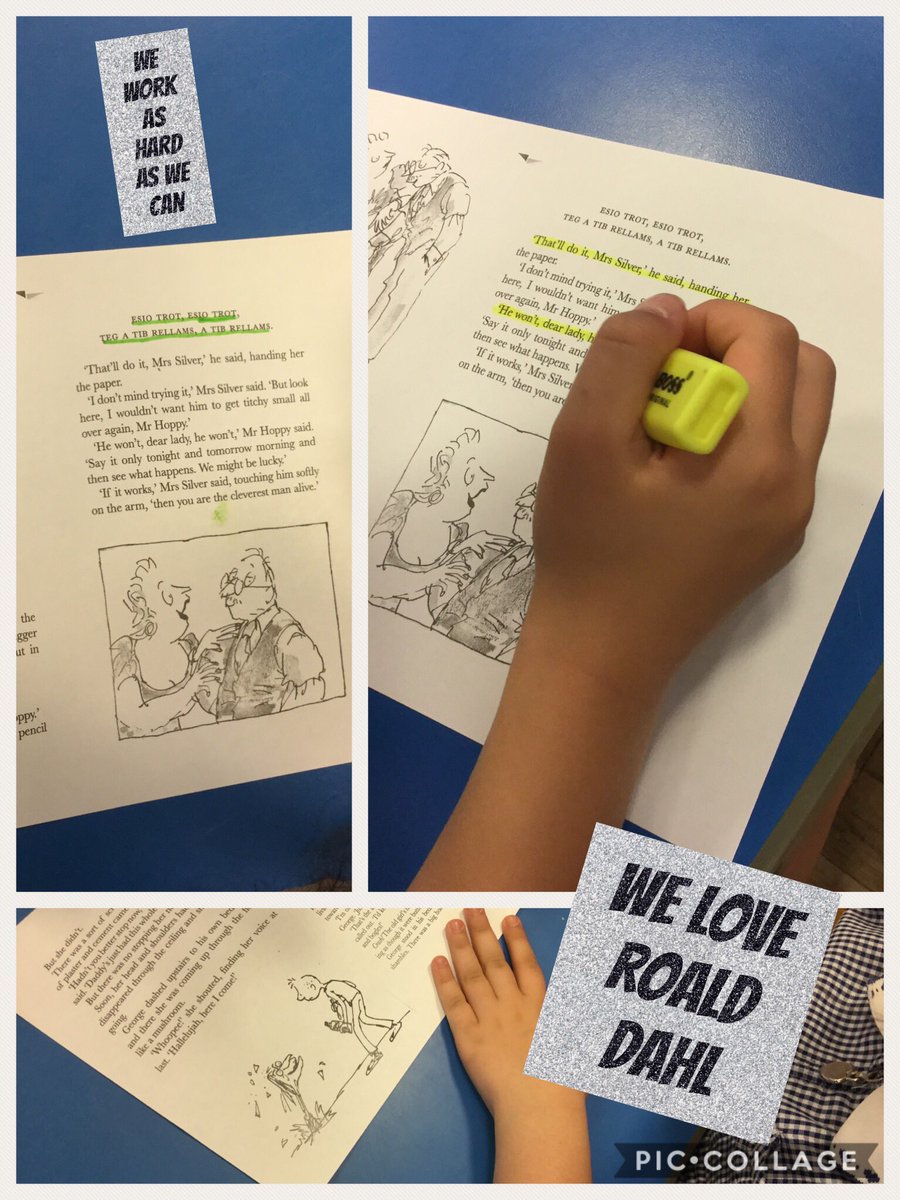 EPSMissMHardy's tweet photo. Y3 were #textmarking in Literacy this morning, finding where #RoaldDahl had used a #listof3! (@PicCollage by a Y3 #ipadexpert, thanks!👍🏼) #peersupport #Literacydetectives #superlearners 🌟✏️📖 @Gaynor_Spence @Eastfield_EN3 https://t.co/WdzqubprSv