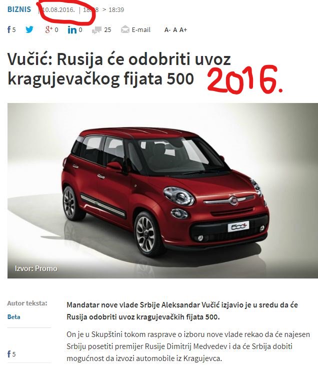 ZoranDirektno's tweet photo. Da li će se sutra u Moskvi obeležiti u petogodišnjica velike laži o dogovoru AV i Putina kojim je "obezbeđen" izvoz kragujevačkog Fijata u Rusiju? https://t.co/kJCkDk78eT