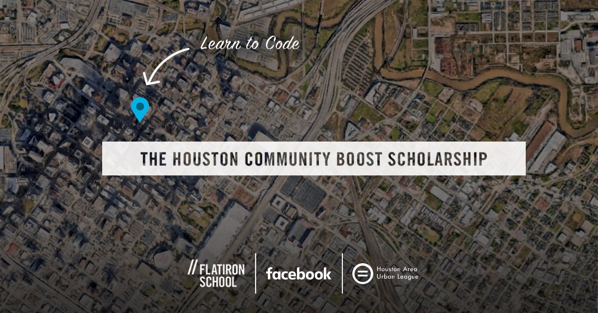 FlatironSchool's tweet image. We are thrilled to be partnering with @Facebook and Houston Area Urban League to provide full scholarships for 25 students in our Flagship Immersive Full Stack Web Development course in Houston. Applications are open until June 1st. #houstontech #flatironhouston #learnlovecode