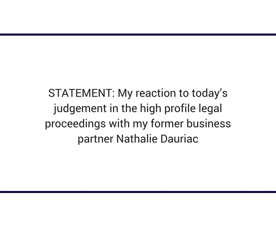 STATEMENT: My reaction to today's judgement in the high profile legal proceedings with my former business partner Nathalie Dauriac -facebook.com/johndcaudwell/