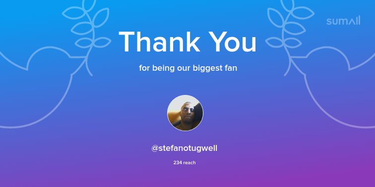 Our biggest fans this week: @stefanotugwell. Thank you! via sumall.com/thankyou?utm_s…