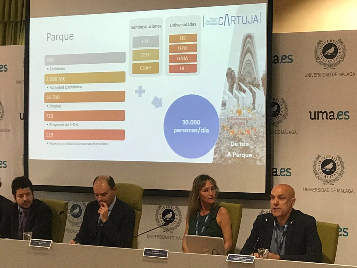 SevillaTechPark's tweet photo. Nuestro director, Martín Blanco, expone los retos futuros de #PCTCartuja en el #xxiiencuentroiberico #tecparques, entre los que destaca #SevillaforIASP, Congreso Mundial de PCT de @IASPnetwork https://t.co/G7YLfPVFVr