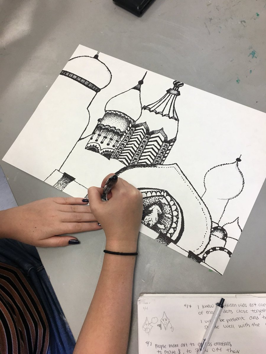 ECrewsArt's tweet photo. Pointillism in action! #sjhsart #sjhstrojans https://t.co/ibDAkZDzw3
