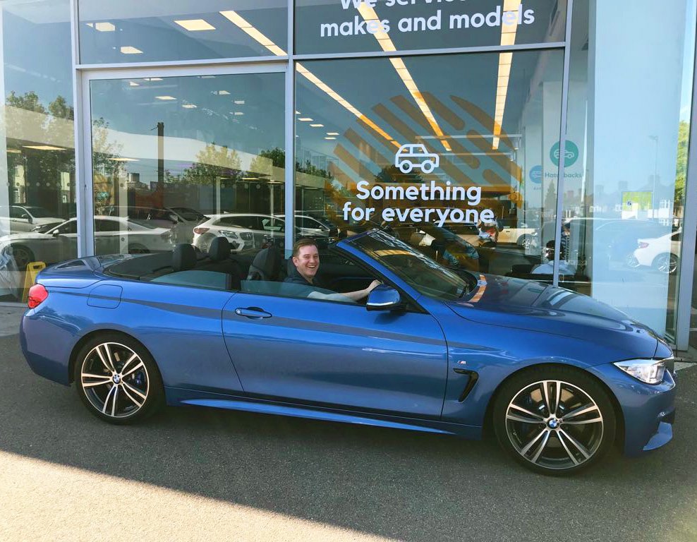 mikebrewermotor's tweet photo. Mr Pitt looks delighted with his new BMW 4 Series! We hope the weather holds out and the roof can stay down for a while ๐๐ #loveluton #cardealer #BMW4series #perfectdrivingweather https://t.co/9JklQ3pFKR