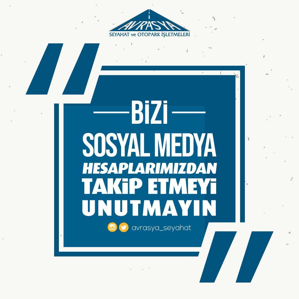Bizi Instagram ve Twitter hesaplarımızdan takip etmeyi unutmayın! #avrasyaseyahat #otopark #parketuc #parketdevamet