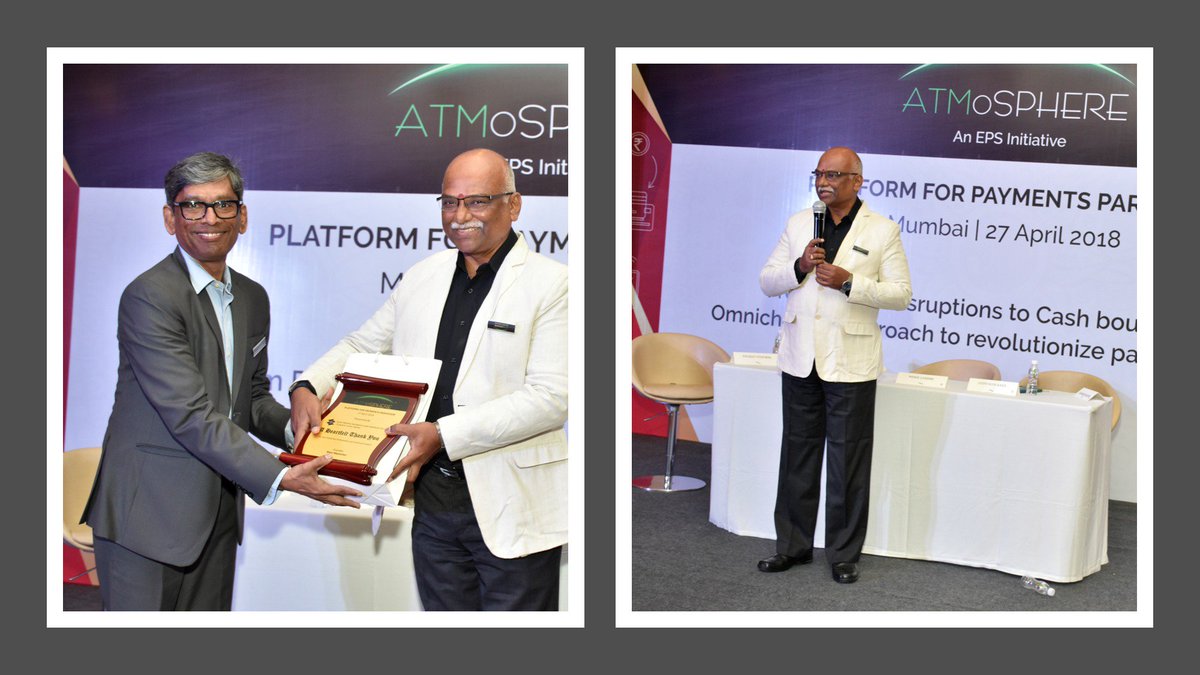 EPS_Initiative's tweet photo. EPS Founder Mani Mamallan @manimamallan felicitating Shri R Gandhi, Ex-Deputy Governor, RBI at ATMoSPHERE @EPS_Initiative : Platform for Payments Paradigm https://t.co/DChgxcWJ7i