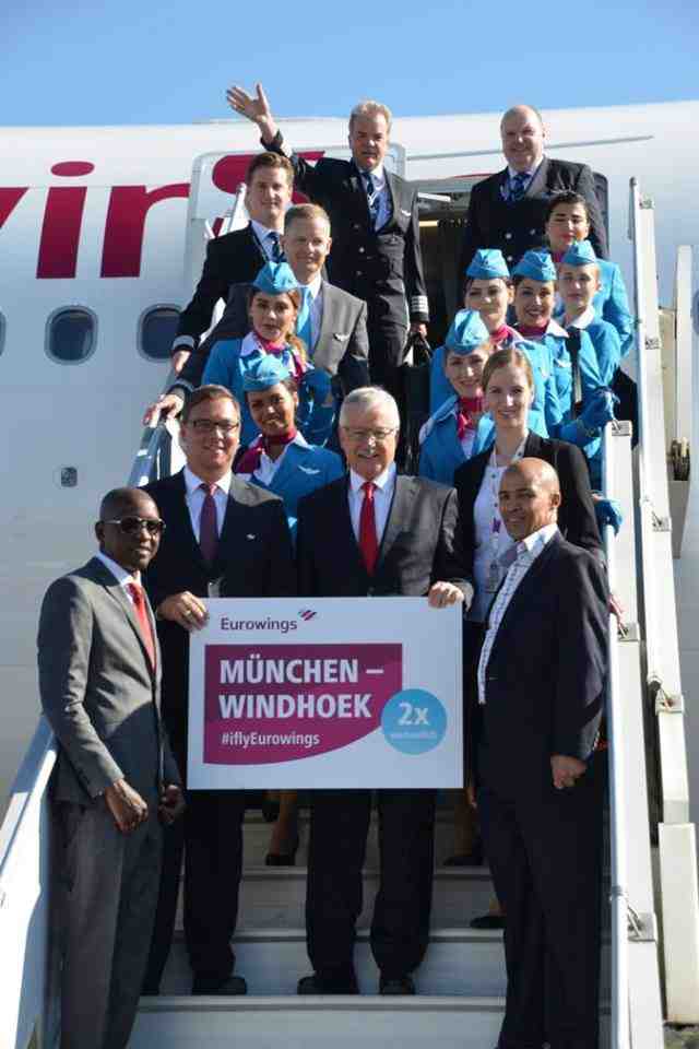 GermanEmbassyNA's tweet photo. Today marks the arrival of the first #EUROWING flight at Windhoek's Hosea Kutako airport, connecting Windhoek to Munich on two weekly flights.
Ambassador Schlaga was at the airport to welcome the flight. https://t.co/12A6qRnAsM