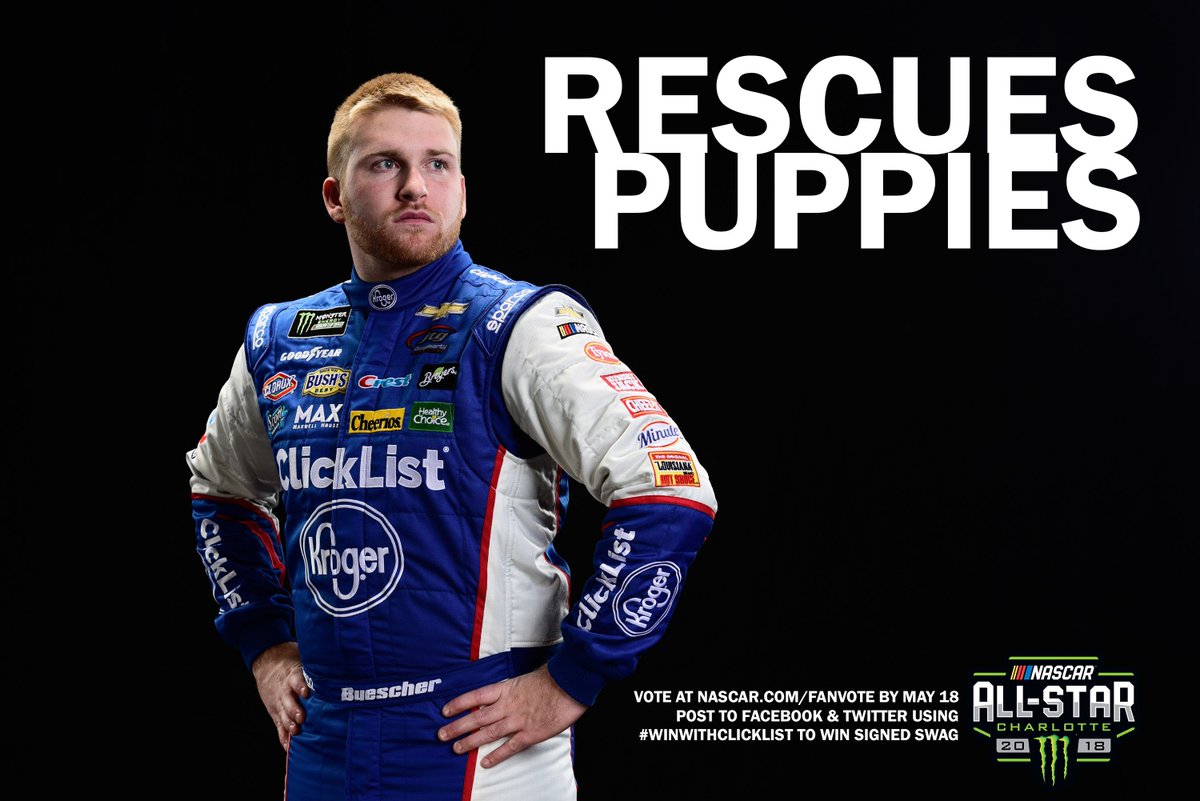 HYAKMotorsports's tweet photo. .@Chris_Buescher rescues puppies. Need we say more?
Vote him in the #AllStarRace! Share your vote on Twitter to count as double, and use #WinWithClickList to win signed prizes!
->https://t.co/xHCxb5re5s https://t.co/kg5RIirF2y