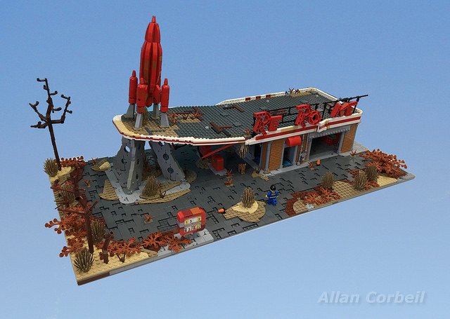 BrothersBrick's tweet photo. "#Fallout's Red Rocket truck stop built in #LEGO" | #Fallout's Red Rocket truck stop built in #LEGO by Allan Corbeil - https://t.co/tkAuyRH89w | #Diorama #VideoGame #Models https://t.co/2y6paIAMFK