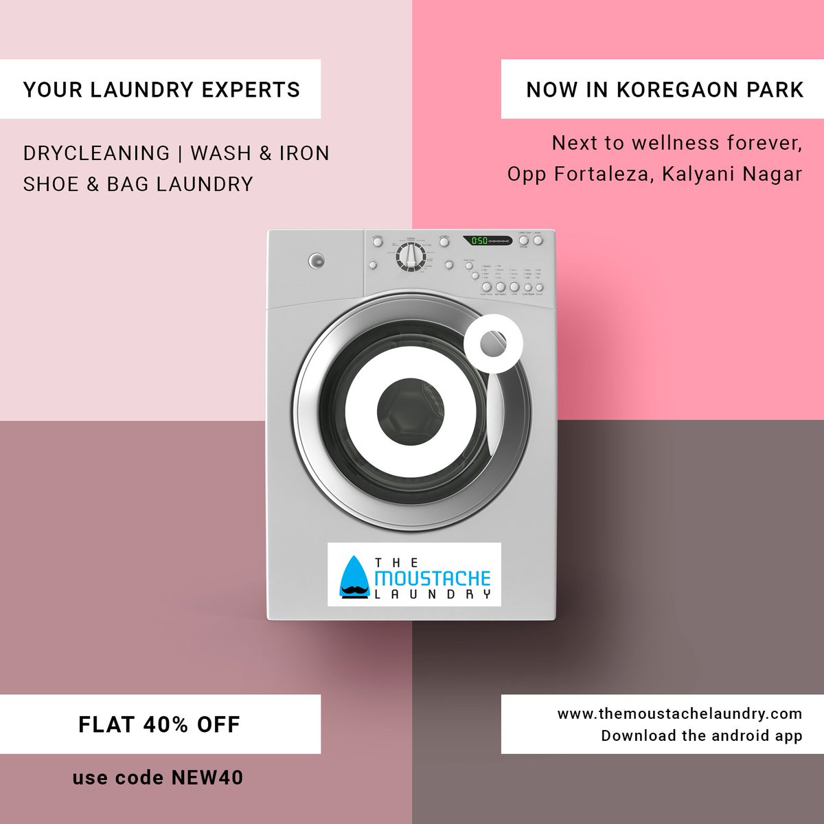 _Moustache_Man's tweet photo. Your favourite laundry is now in Koregaon Park. Enjoy a flat 40% off on your first order placed online or dropped at the store. Use code NEW40. 

Visit https://t.co/ZVZwGobr7b or download our android app today.

#Pune #Laundry #Offer #Discount #Deal #Coupon #Offer #KoregaonPark https://t.co/X1HEGS36s2