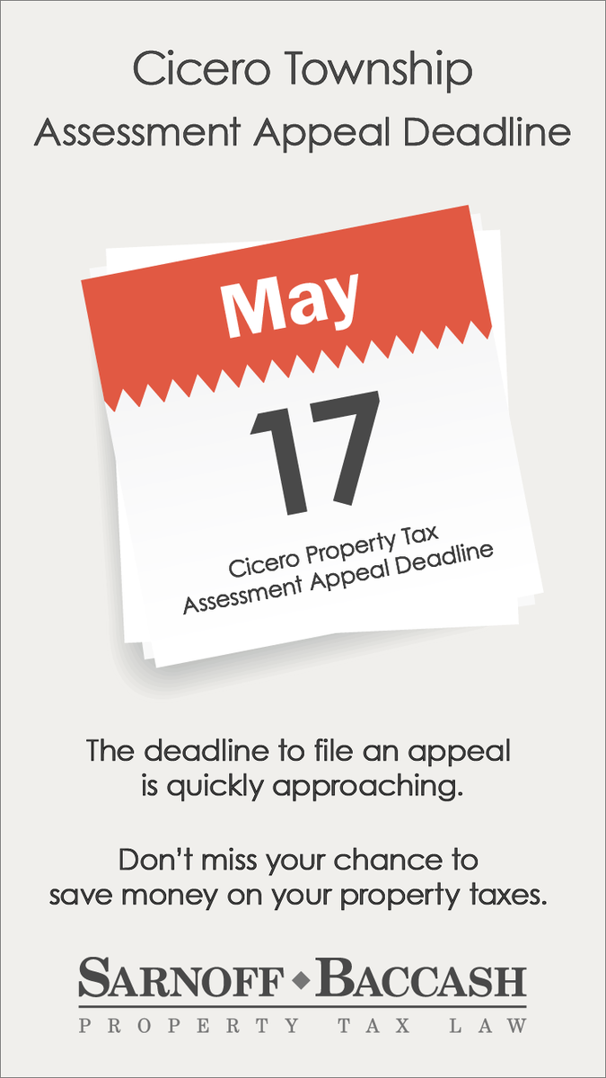 SarnoffBaccash's tweet photo. The deadline to appeal your #PropertyTaxes in #Cicero Township is fast-approaching. Don't miss your chance to save money on your #taxbill. Contact our #attorneys today! #SarnoffBaccash https://t.co/StgJWaIm6P