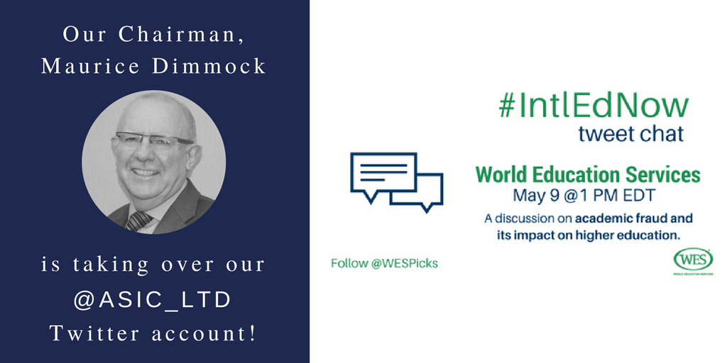 ASIC_LTD's tweet photo. Join our Chairman tomorrow as he takes over our @ASIC_LTD account to take part in a @WESPicks tweet chat on the impact of #academic #fraud in #HigherEd at 6PM BST (1PM EDT).  Follow the hashtag #IntlEdNow to join in! #ASICUK #ASICIntl #intled https://t.co/ALgcmCcGGO
