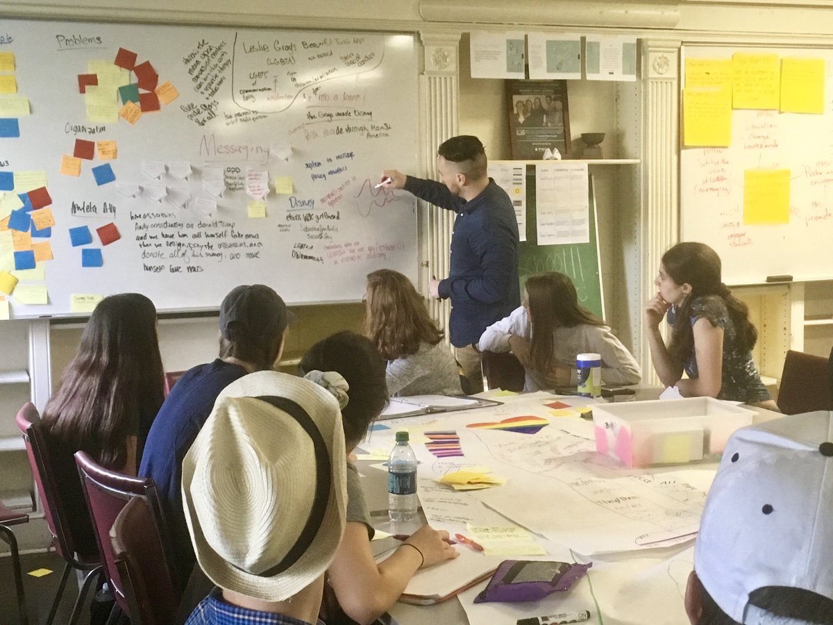ramscurriculum's tweet photo. Ramsey HS #designthinking innovation team, conferring with Anthony Stimola, Senior Designer at IDEO, the global design company.  The students are deep into their design challenge with Athlete Ally, The Center for Social Innovation, NYC. Ramsey School District reshaping education! https://t.co/BE49iWP5bU