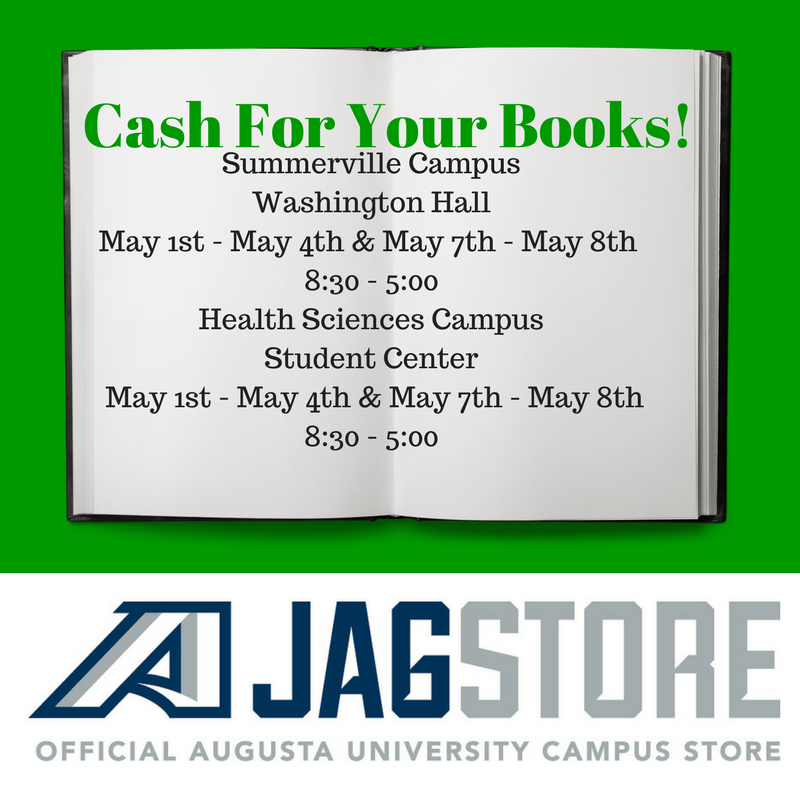 AUG_StudentLife's tweet photo. The @AUG_University #JagStore Book Buy Back continues today. Bring all of your books, no matter where you got them, to see if they have a value. https://t.co/esIZak4SRx