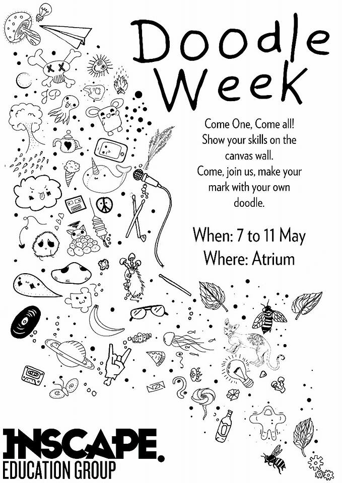 weareinscape's tweet photo. Come to the atrium and showcase your creative doodle skills from 7-11 May

#doodleweek

Source: Pretoria Campus FB Group https://t.co/cjw1Qv9ueE