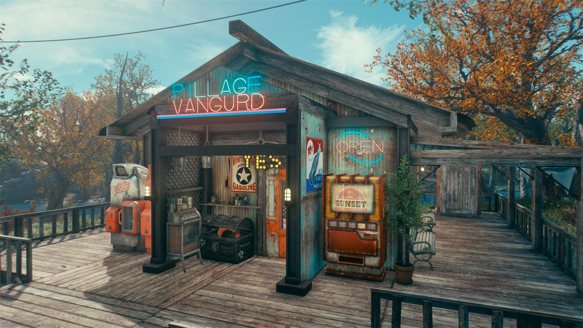 ピピ Fo4の建築士 倉庫型雑貨店 Pillage Vanguurd ｷﾞﾘｾｰﾌ 完成度７０ くらいだけど見せれるレベルにはなったと思う 物で溢れた雑貨店を目指し内装も頑張ってる Fallout4 ピピの建築 T Co X8l9lufxq3 Twitter