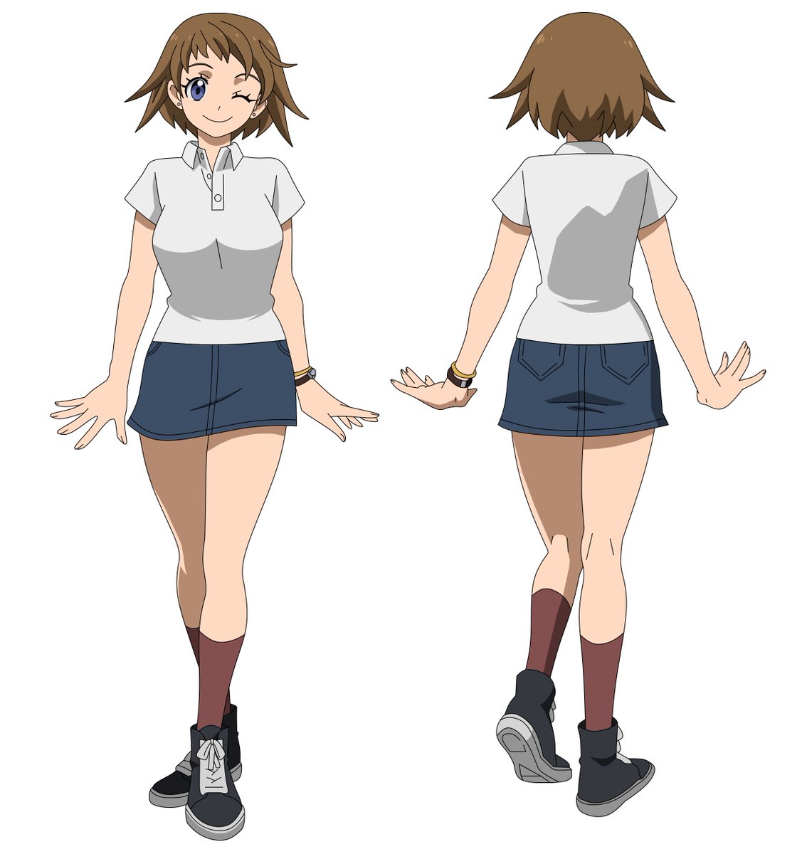 神崎美月 Maina A ガンダムビルドダイバーズ に登場する女性店員ナナセ ナナミさんを キャラクター設定画風に描いてみました 今日見た6話でエプロンを外した状態です 特にデニムのミニスカートが可愛いですね ガンダムビルドダイバーズ