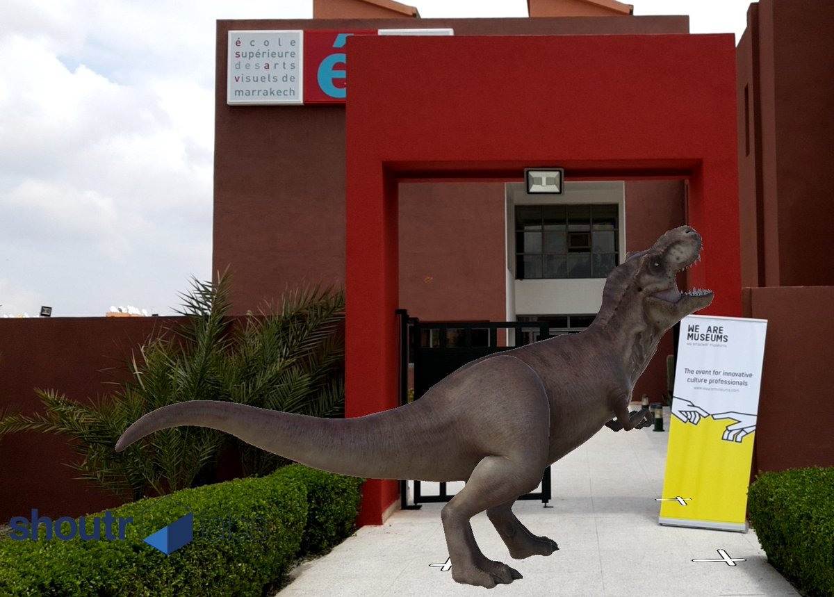 shoutrlabs's tweet photo. We are in Marrakesh at "WE ARE MUSEUMS". Fortunately our T.rex fits into hand luggage. #WAM2018 #shoutrlabs https://t.co/tEYajUtHzY