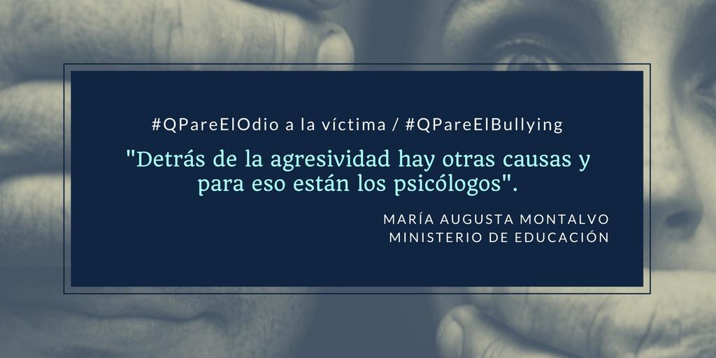 Alliutter's tweet photo. M. Augusta Montalvo, subsecretaria de @Educacion_Ec: "Detrás de la agresividad hay otras causas y para eso están los psicólogos" Vía @elcomerciocom https://t.co/Lxs482mnOW #QPareElOdio a la víctima #QPareElBullying https://t.co/InI5BnaXC8