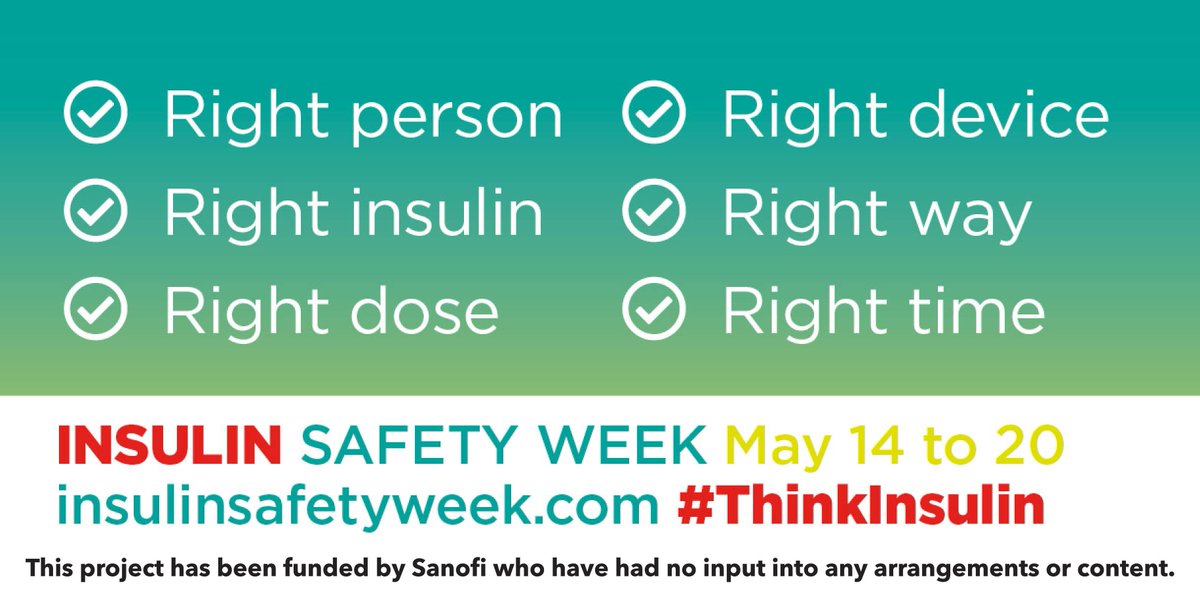 InsulinSafety25's tweet image. Are you ready to #ThinkInsulin? The first-ever, national Insulin Safety Week is coming next week. This is your chance to educate nurses, doctors and other healthcare staff about insulin and the need to understand the drug and use it safely. #diabetes