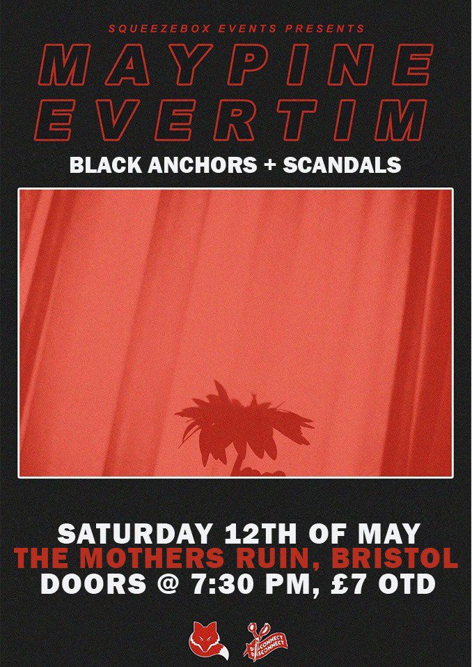 Just 14 tickets left for Saturday nights show with <a href="/MAYPINEuk/">MAYPINE</a> and <a href="/evertimband/">evertim</a> at <a href="/TheMothersRuin/">The Mother's Ruin Bar & Kitchen</a> ! bit.ly/2H3u9gi Don't miss out #Bristol #UKPopPunk #poppunk