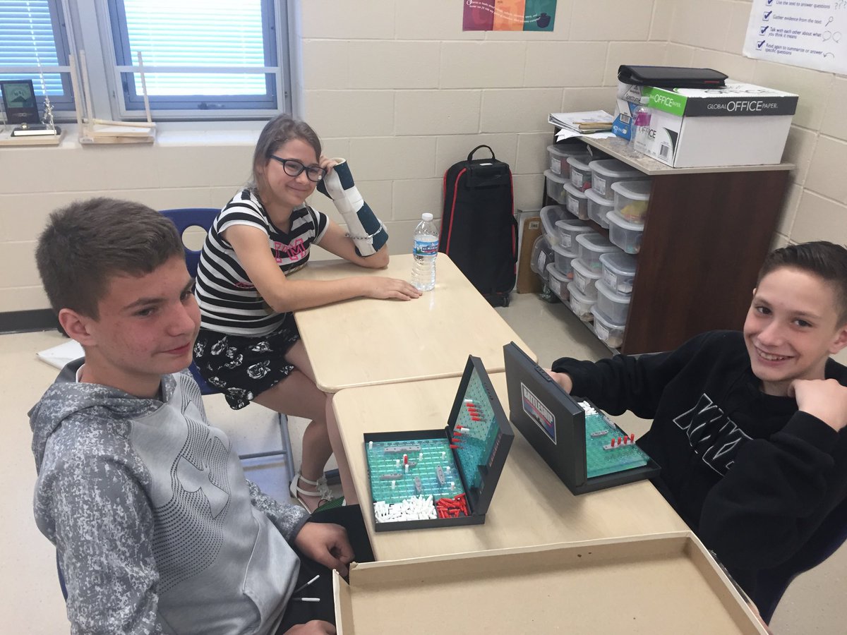 MrRitter76's tweet photo. The sixth graders have started their Battleship tournament! You sank my battleship! https://t.co/FfLhj34Z9r
