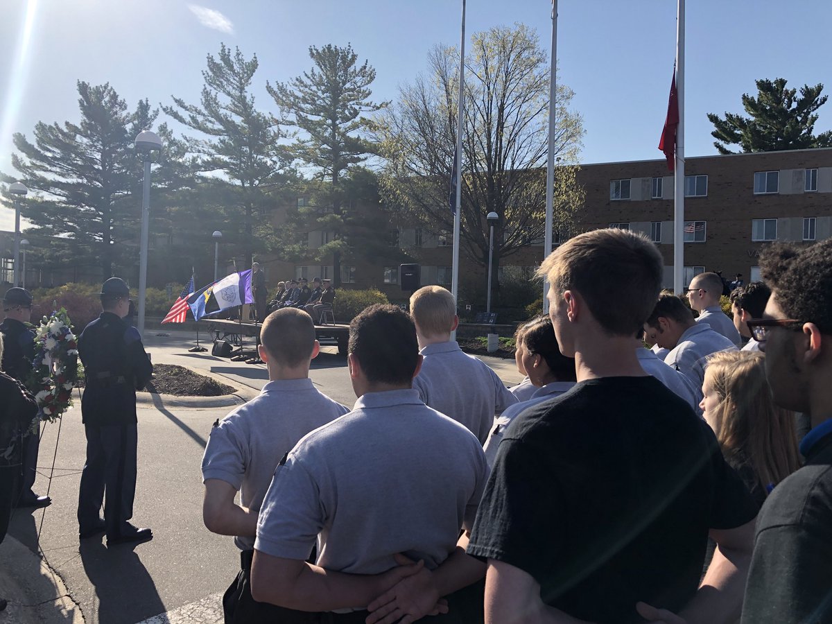 Betterwrench's tweet photo. Proud of how well the #MOCC #PublicSafety students represented the #MOISD today at the @FerrisState #PoliceMemorial2018 #BackTheBlue @bluelivesmtr https://t.co/hCWlfGNpPD