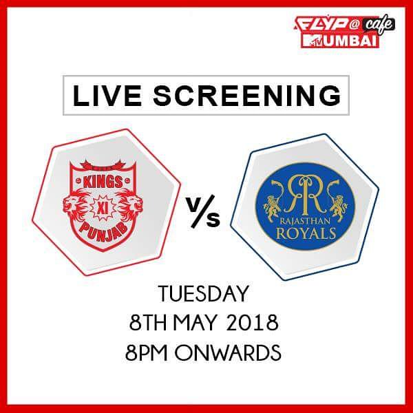 FLYPatMTV's tweet photo. The Kings are battling the Royals!
Catch the action LIVE at FLYP@MTV Cafe.
#FlypTheGame #IPL #CricketMatch https://t.co/3qtWp2bsMU