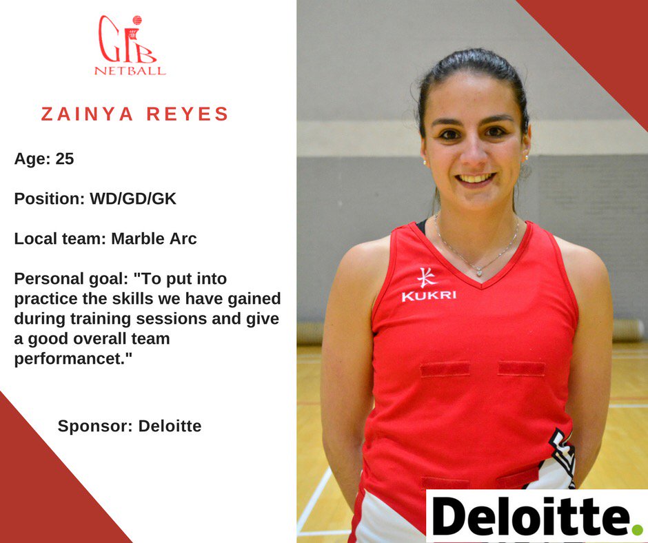 Gib_Netball's tweet photo. Meet the team...

Zainya Reyes

Position: WD/GD/GK
Local team: Marble ARC Netball Team
Sponsor: Deloitte Ltd, Gibraltar
Website: https://t.co/KjWWYA52W7

Photography: @CorePhotoGib

Good luck Zainya!
#2DaysToGo #NetballEurope #GibraltarNetbal https://t.co/2HeG5coKQq