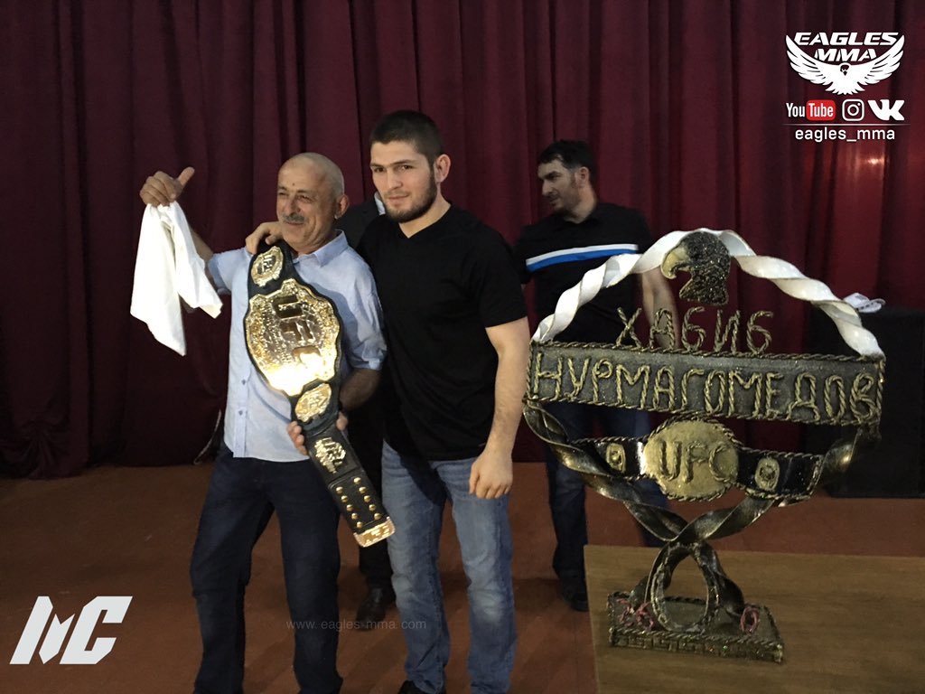 Eagles Mma Dagestani Ironman Omar Khanipaev With Ufc Belt And Khabib Nurmagomedov With Khanipaev S Handmade Belt For Khabib Eaglesmma T Co D7qc2kgpm3