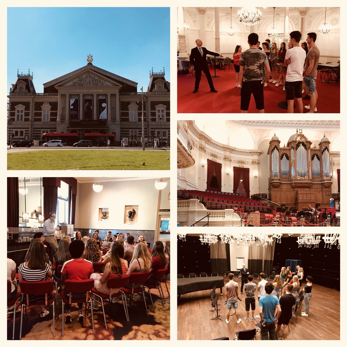 Excursie muziekclusters naar Amsterdam. Rondleiding in het Concertgebouw en een repetitiebezoek van het Concertgebouworkest. @UrsulaHorn @Lca_ursula