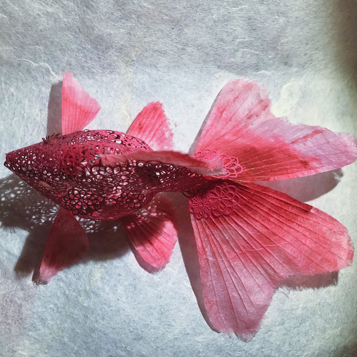 ともだあやの No Twitter 立体切り絵の金魚完成しました 5月10日からの銀座の展示に出展します 切り絵 立体切り絵 Amore Ginza Miamore513