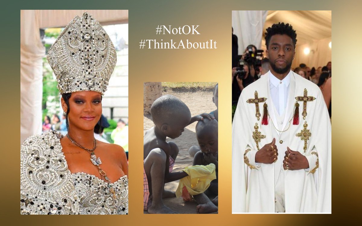 ACrossMission's tweet photo. #NotOK #TheMet #shouldknowbetter . #ThinkAboutIt ... we celebrate in opulence while they suffer in poverty. #Rihanna #ChadwickBoseman #SZA #RitaOra #KatiPetter #MetGala you are the influencers and world-changers ... how is this ok? #MetHeavenlyBodies really? https://t.co/2x9eb4J51h