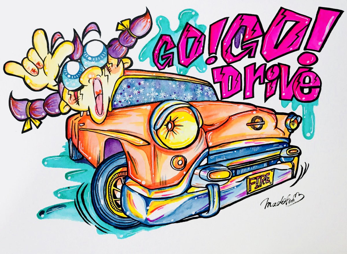 Madok Go Go Drive Illustration Waterpeinting Americancar Popart イラスト アメ車