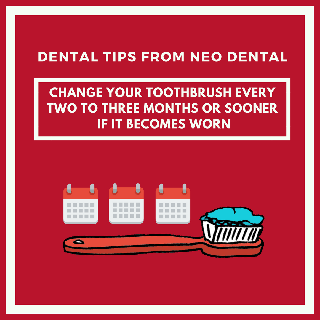 You should also change your toothbrush if you have been sick. #NeoDental #RefreshinglyDifferentDentistry #DentalTips #OralHealth #DentalCare #Dentist #Dentistry #Ancaster #Dundas #Hamilton #DentalServices #Toothbrush