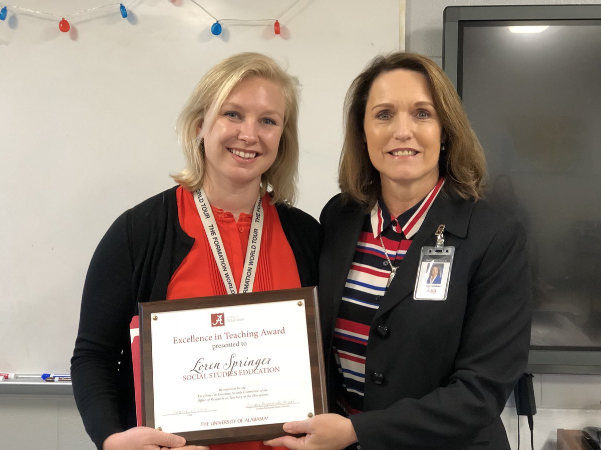 Bob Jones Patriots On Twitter Congratulations To Mrs Loren Springer For Receiving The Uofalabama Excellence In Teaching In Social Studies Education Award Gobjhs Mcslearn Https T Co Oanbceude1